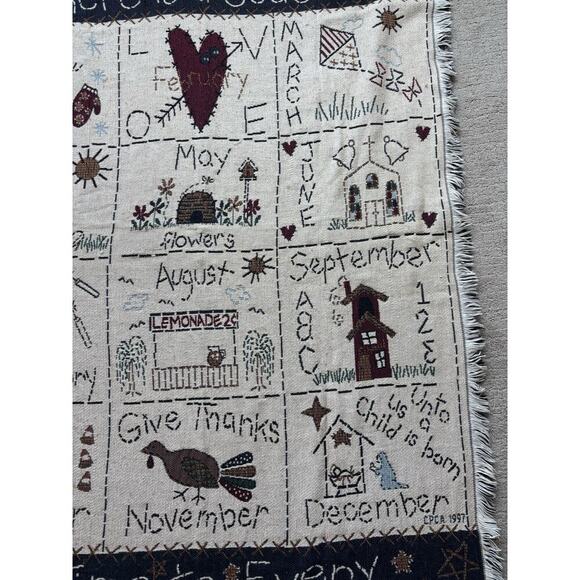 Vintage Christian Blanket Woven Tapestry Ecclesiasties Cottagecore Prairie Cozy - Picture 4 of 10